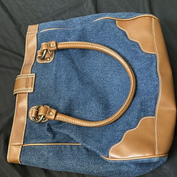 Gap Denim & Leather Trim Shoulder Bag Tote Bag - Picture 12 of 15